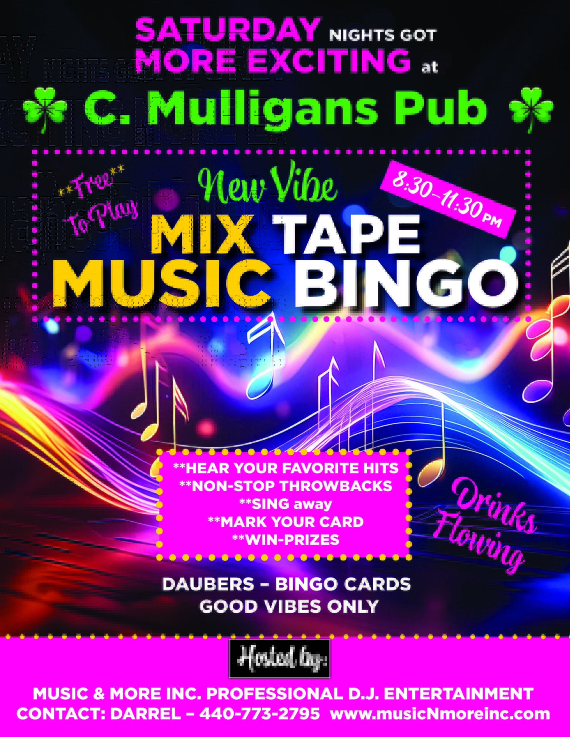 music bingo flyer